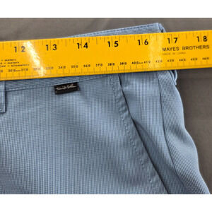 Travis Mathew Shorts Mens 33 Blue Micro Check Chino Stretch 10 Inseam Golf